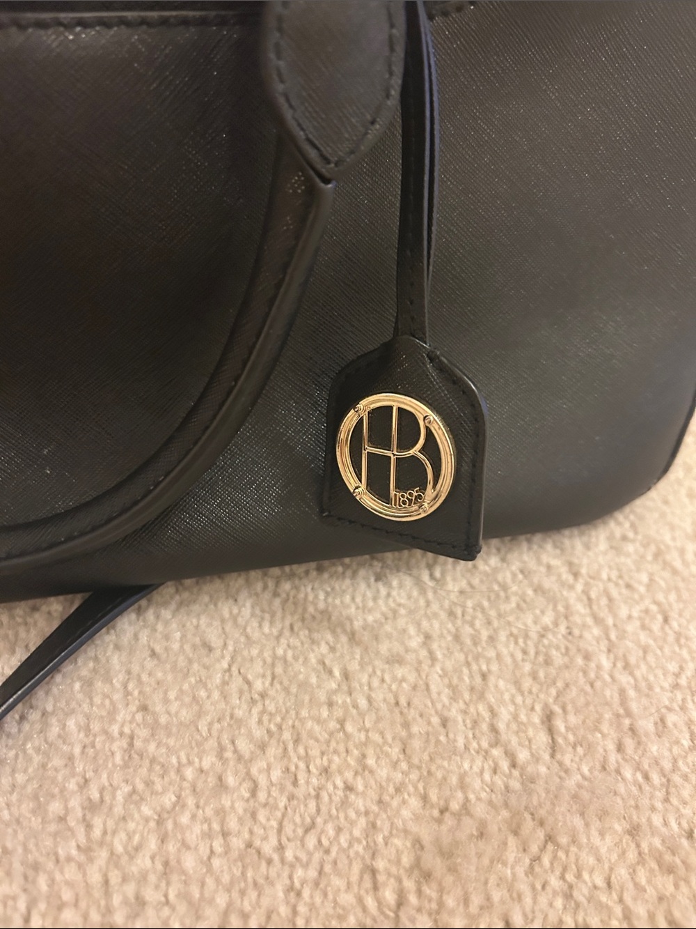 henri bendel Black Satchel with Gold Accent Logo Charm - Picture 9 of 11